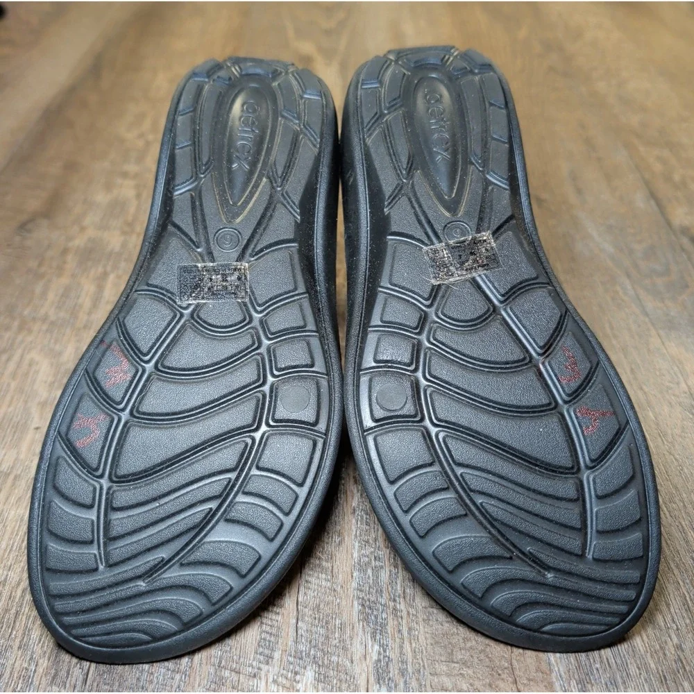 Aetrex Skyler Thong Sandals Black Embellished Womens Size 6 Slingback Comfort